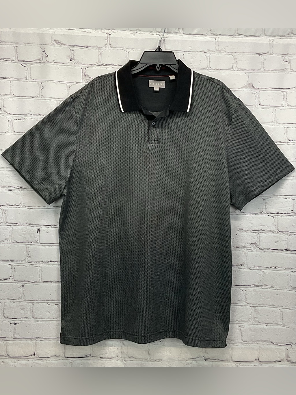 Ted Baker London Polo Mens Size Xxl Black White Contrast Collar Trim Athleisure